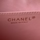 CHANEL Hobo Handbag Coral Pink Shiny Lambskin Gold Tone Metal