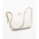 CHANEL Large Hobo Bag White Shiny Lambskin Gold Tone Metal