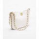 CHANEL Large Hobo Bag White Shiny Lambskin Gold Tone Metal