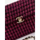 CHANEL Small box bag Fuchsia Black Wool Tweed Gold Tone Metal