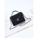 CHANEL Small box bag Black Patent Calfskin Gold Tone Metal