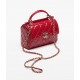 CHANEL Small box bag Red Patent Calfskin Gold Tone Metal