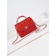 CHANEL Small box bag Red Patent Calfskin Gold Tone Metal