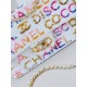 CHANEL Small Flap Bag White Yellow Pink Blue Sequins Gold Tone Metal