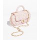 CHANEL Bag with Top Handle Multicolor Tweed Gold Tone Metal