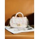 CHANEL Bag with Top Handle Multicolor Tweed Gold Tone Metal