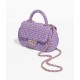 CHANEL Small Bag with Top Handle Purple Silver Tweed Sequins Gold Tone Metal