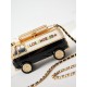 CHANEL Mini Van Minaudiere Black White Gold Plexi Enamel Strass Gold Tone Metal