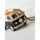 CHANEL Mini Van Minaudiere Black White Gold Plexi Enamel Strass Gold Tone Metal