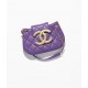 CHANEL Small Messenger Bag Purple Lambskin Gold Tone Metal