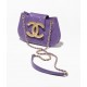 CHANEL Small Messenger Bag Purple Lambskin Gold Tone Metal