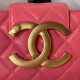 CHANEL Baguette Bag Fuchsia Lambskin Gold Tone Metal