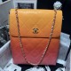 CHANEL Large Hobo Bag Pink Orange Yellow Gradient Calfskin Gold Tone Metal