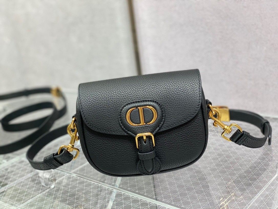 Dior Bobby Small Bag In Black Grained Calfskin