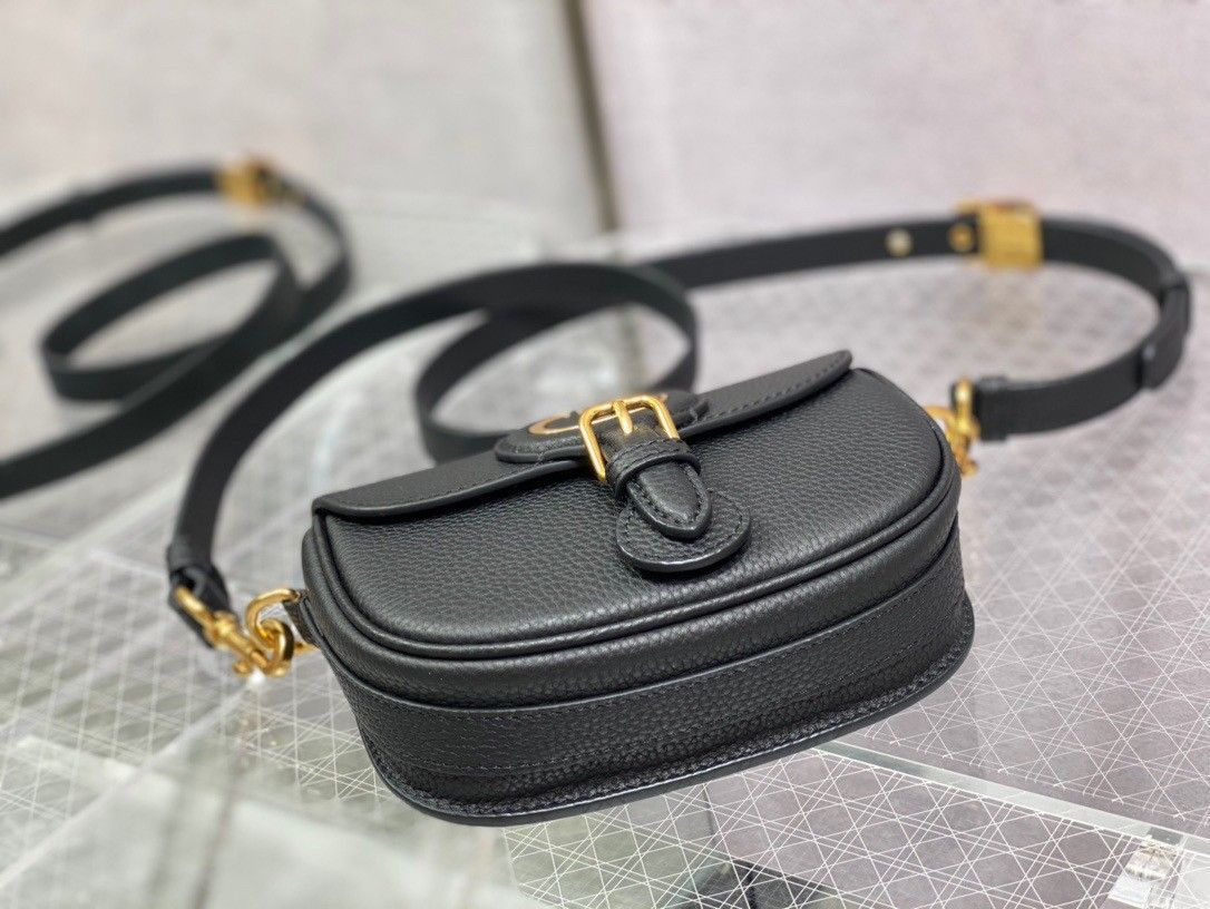 Dior Bobby Small Bag In Black Grained Calfskin