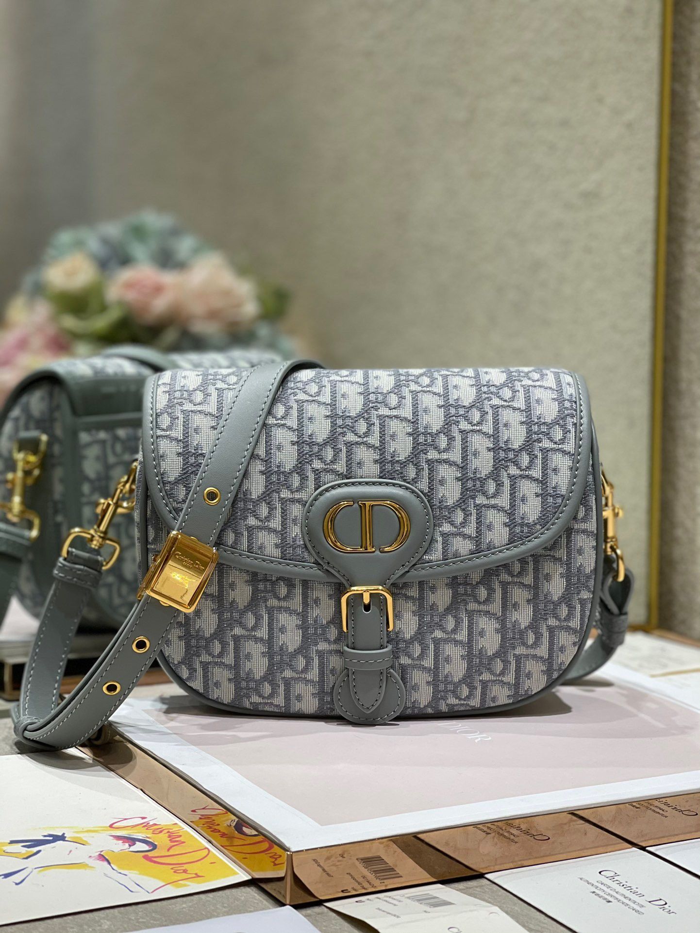 Dior Bobby Medium Bag In Grey Dior Oblique Jacquard