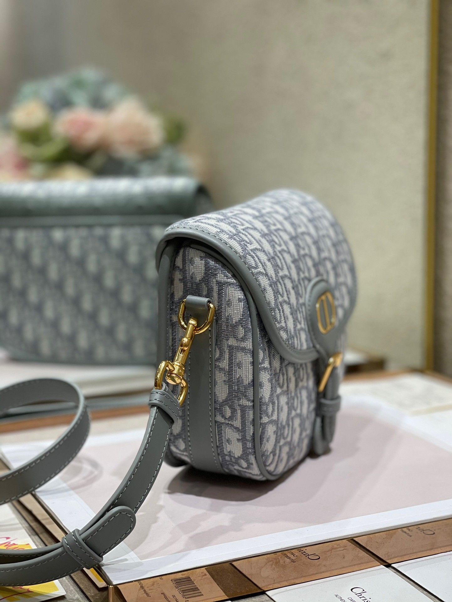 Dior Bobby Medium Bag In Grey Dior Oblique Jacquard