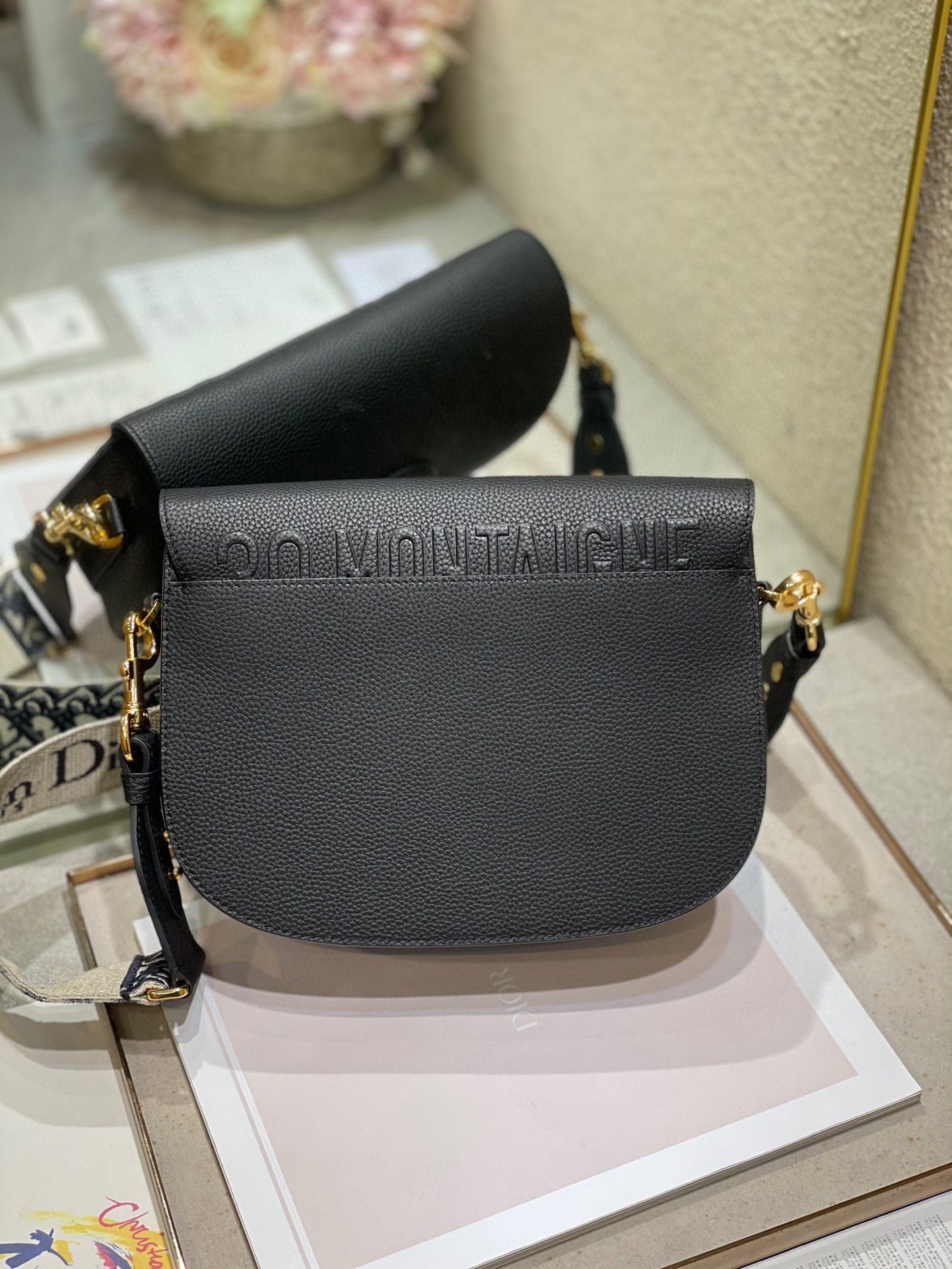 Dior Bobby Large Bag In Black Grained Calfskin