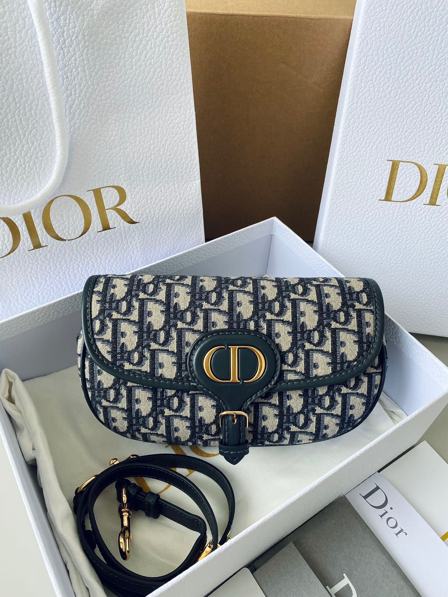 Dior Bobby East-West Bag In Blue Dior Oblique Jacquard