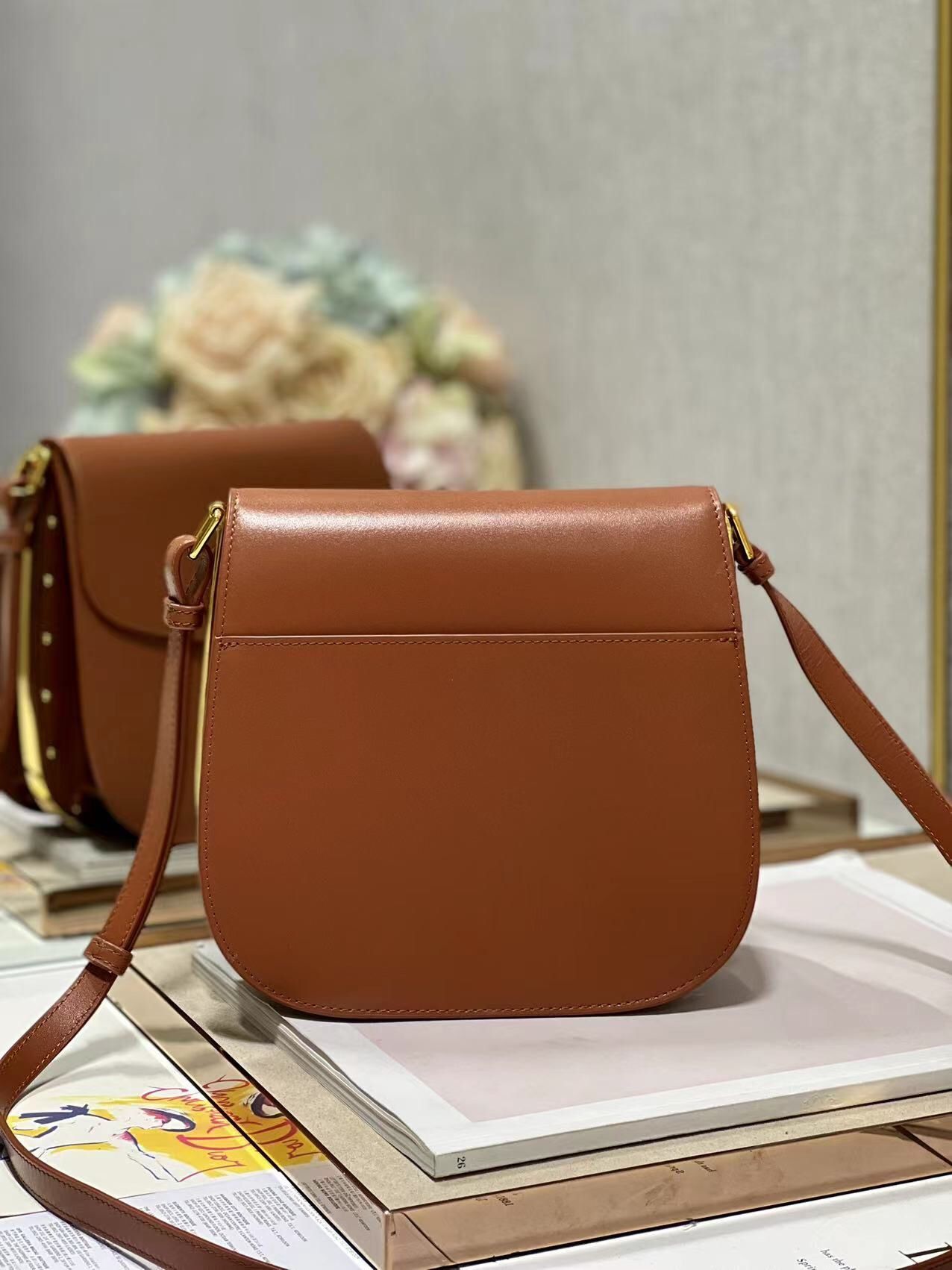 Dior Bobby Frame Bag In Brown Box Calfskin