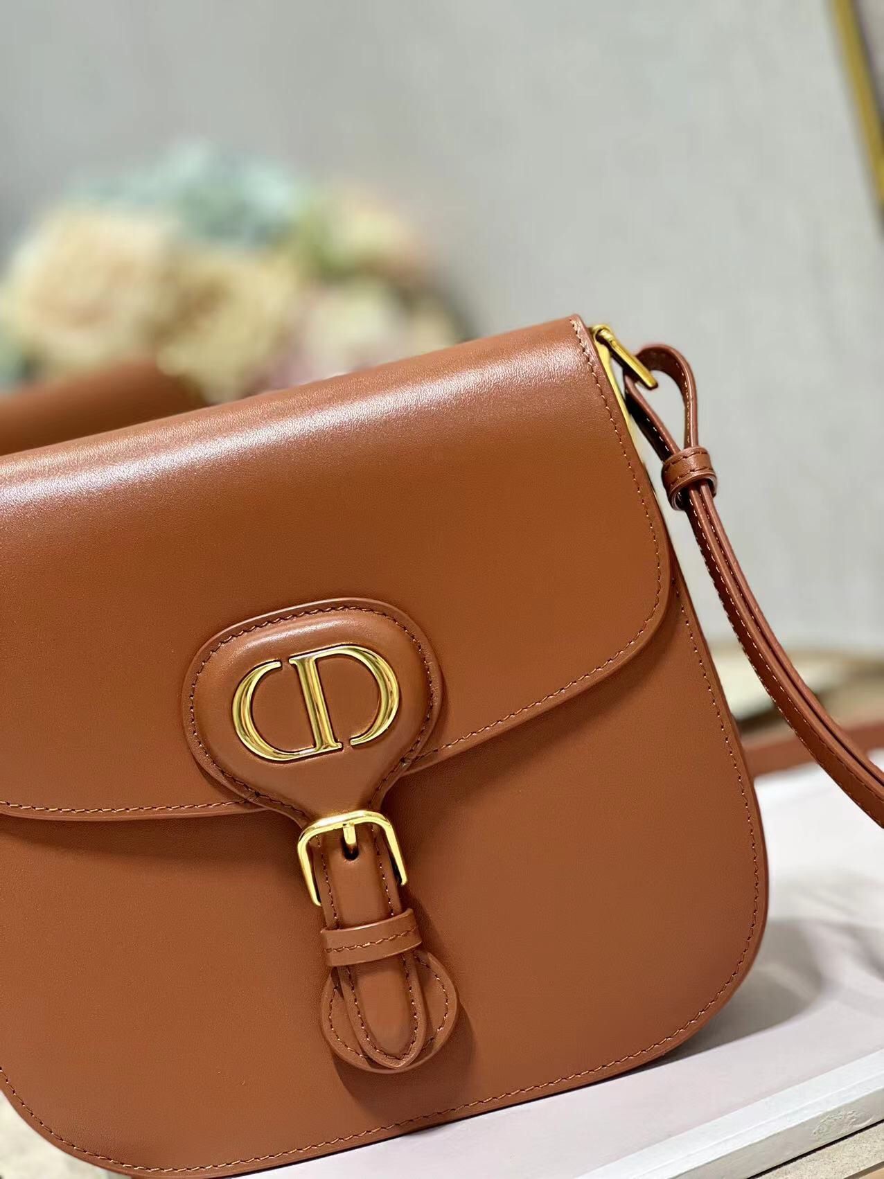 Dior Bobby Frame Bag In Brown Box Calfskin