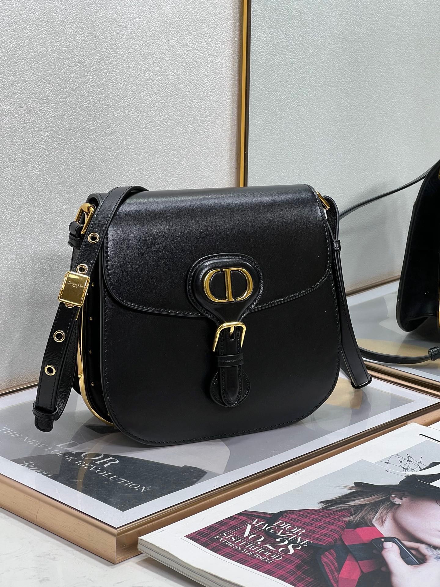 Dior Bobby Frame Bag In Black Box Calfskin