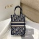 Dior Mini Book Tote Phone Bag In Blue Dior Oblique Embroidery