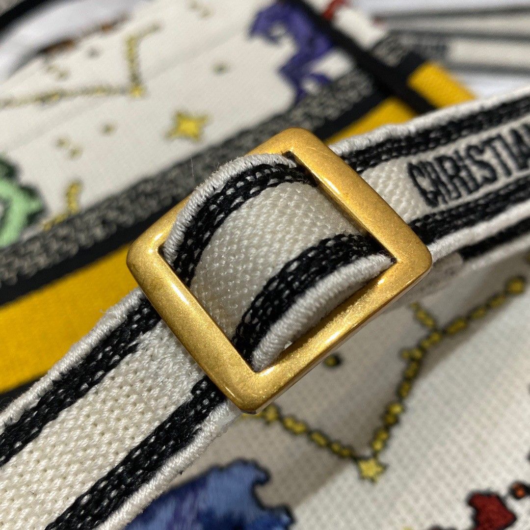 Dior Mini Book Tote Phone Bag In White Pixel Zodiac Embroidery