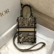 Dior Mini Book Tote Phone Bag In Hazelnut Toile de Jouy Embroidery