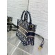 Dior Mini Book Tote with Strap in Blue Dior Oblique Embroidery