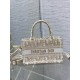 Dior Mini Book Tote with Strap in Gold-Tone Dior Oblique Embroidery