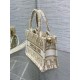 Dior Mini Book Tote with Strap in Gold-Tone Dior Oblique Embroidery