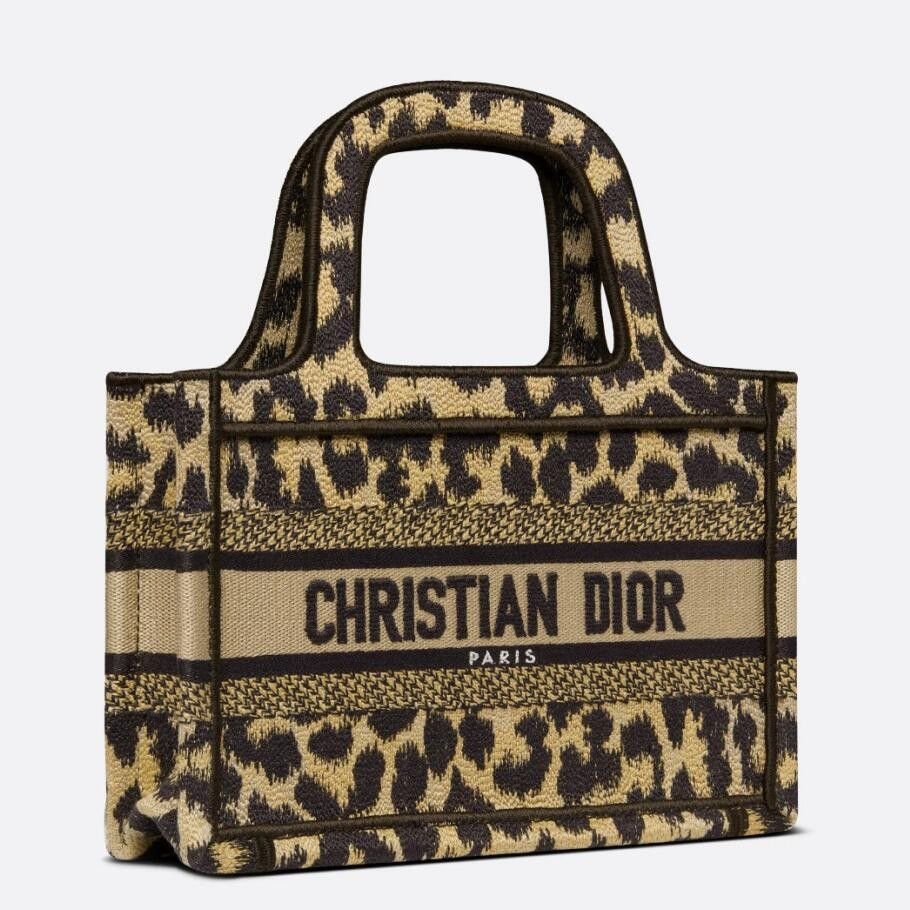 Dior Mini Book Tote Bag In Beige Multicolor Mizza Embroidery