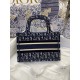 Dior Mini Book Tote Bag In Blue Velvet Oblique Embroidered