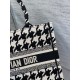 Dior Small Book Tote Bag In Micro Houndstooth Embroidery