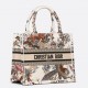 Dior Small Book Tote Bag In White Jardin d'Hiver Embroidery