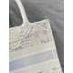 Dior Small Book Tote Bag In Natural Macrame-Effect Embroidery