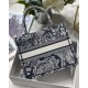 Dior Small Book Tote Bag In Blue Toile de Jouy Reverse Embroidery