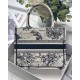 Dior Small Book Tote Bag In White Toile de Jouy Zodiac Embroidery