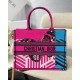 Dior Medium Book Tote Bag In Pink D-Jungle Pop Embroidery