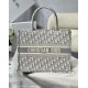 Dior Medium Book Tote Bag In Grey Dior Oblique Embroidery