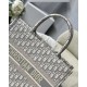 Dior Medium Book Tote Bag In Grey Dior Oblique Embroidery