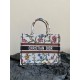 Dior Medium Book Tote Bag In White Dior Petites Fleurs Embroidery