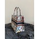 Dior Medium Book Tote Bag In White Dior Petites Fleurs Embroidery