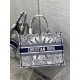 Dior Medium Book Tote Bag In White & Blue Rêve d'Infini Embroidery