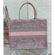 Dior Medium Book Tote Bag in Grey and Pink Toile de Jouy Reverse Embroidery