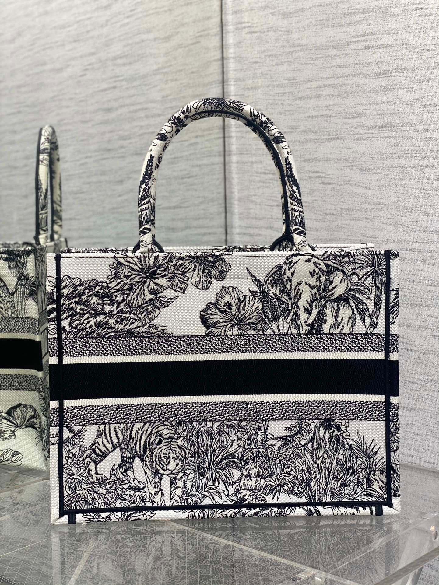 Dior Medium Book Tote Bag In White Toile de Jouy Voyage Embroidery