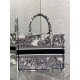 Dior Medium Book Tote Bag In White Toile de Jouy Voyage Embroidery