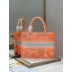 Dior Medium Book Tote Bag In Orange Transparent Toile de Jouy Canvas