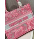 Dior Medium Book Tote Bag In Pink Transparent Toile de Jouy Canvas